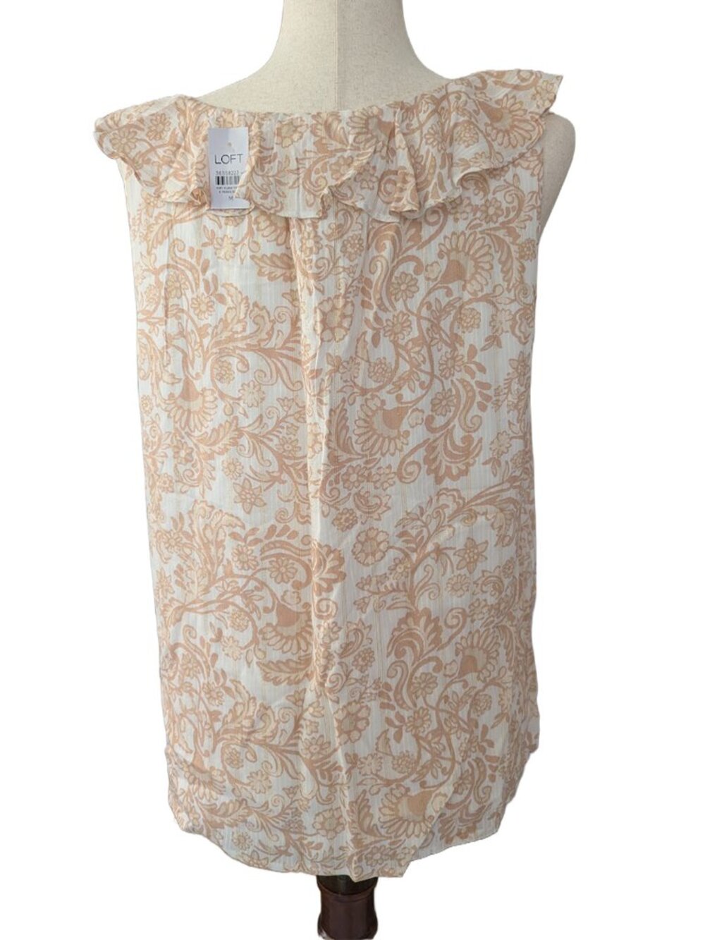 NWT LOFT Shimmer Ruffle V-Neck Shell - Picture 10 of 15